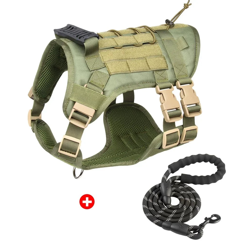 Dog Harness,Tactical Dog Harness with Handle,No-Pull Service Dog Vest with Hook & Loop Panels,Adjustable Dog Vest Harness for Wa