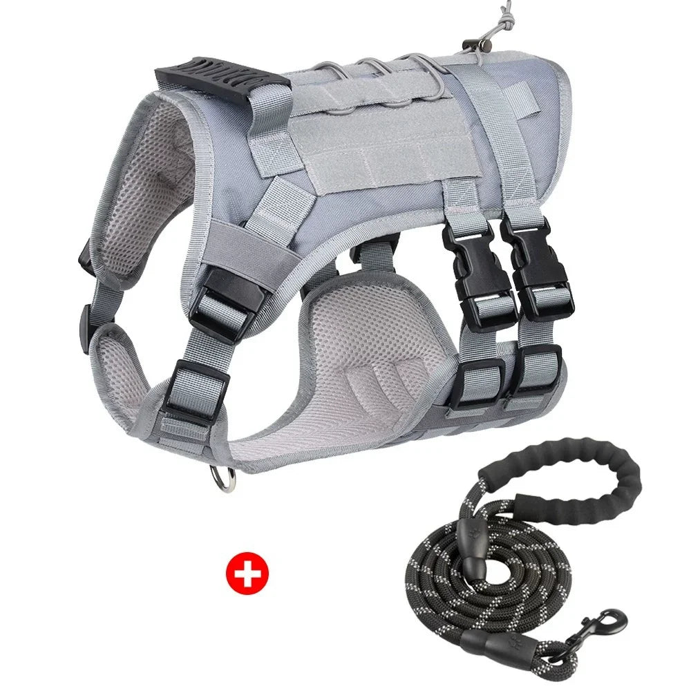 Dog Harness,Tactical Dog Harness with Handle,No-Pull Service Dog Vest with Hook & Loop Panels,Adjustable Dog Vest Harness for Wa