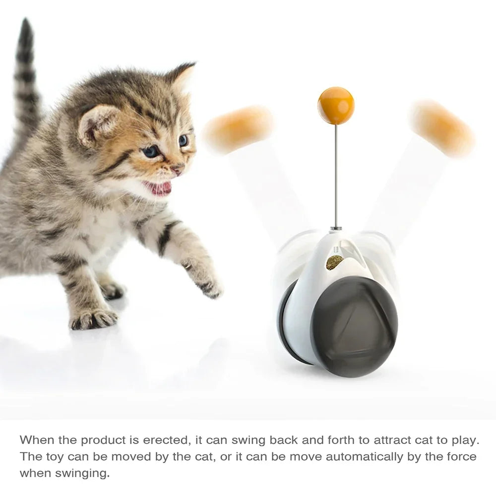 Funny Pet Products for Dropshipping, Interactive Balance Car Cat Chasing Toy With Catnip, Tumbler Swing Toys for Cats Kitten