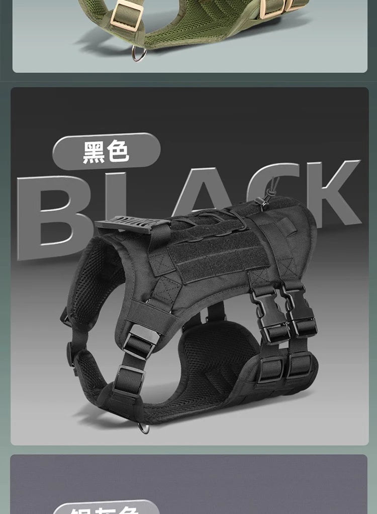 Dog Harness,Tactical Dog Harness with Handle,No-Pull Service Dog Vest with Hook & Loop Panels,Adjustable Dog Vest Harness for Wa